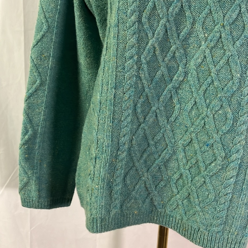 NWOT Appleseed’s Teal Confetti Knit Wool Cable Knit Crew Neck Sweater - Picture 9 of 16